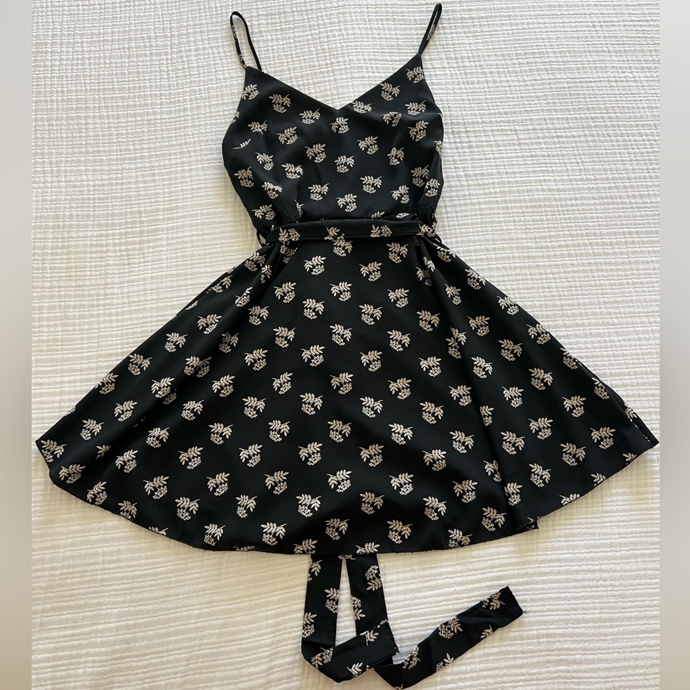 Black Floral Spaghetti Strap Dress